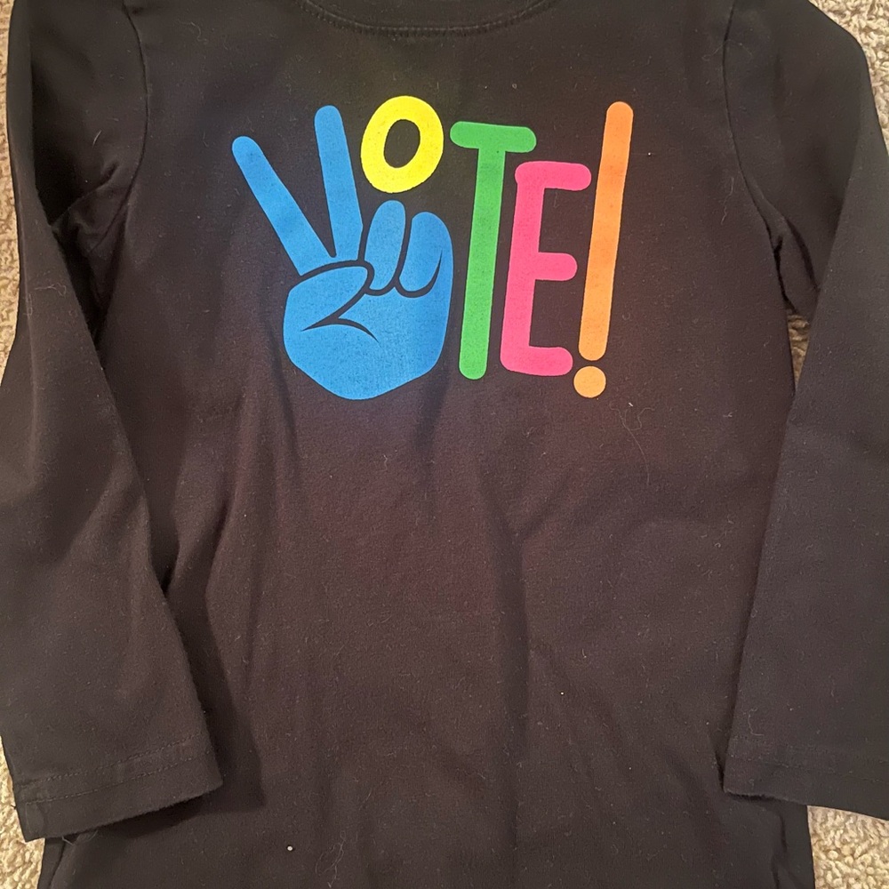 Appaman Black Long Sleeve Tee with Colorful Vote Design